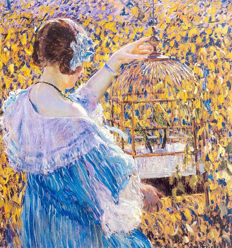 Frieseke, Frederick Carl The Birdcage Norge oil painting art